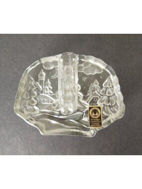 Vintage Walther Glas Crystal Glass Winter Scene Solifleur Bud Vase Germany 6"
